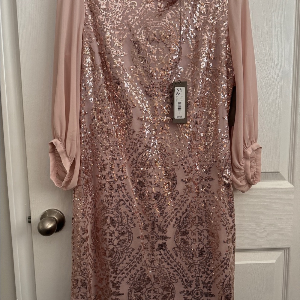 NY Collection Pink Sequin Dress